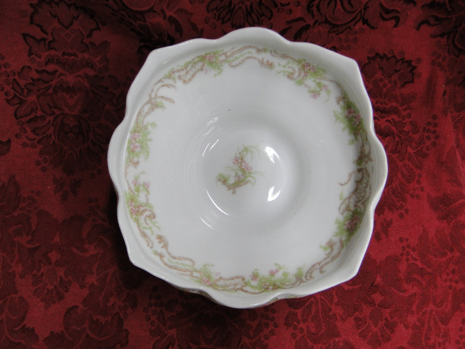 Syracuse 53203, Pink Flowers, Tan Lattice: Round Footed Serving Bowl, 6 3/4"