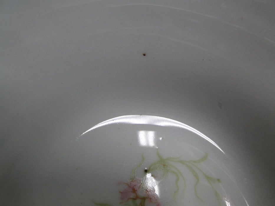 Syracuse 53203, Pink Flowers, Tan Lattice: Round Footed Serving Bowl, 6 3/4"