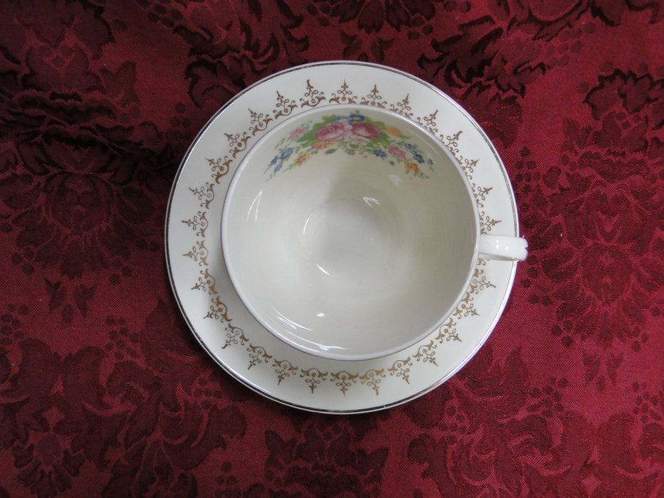 Taylor Smith Taylor: Floral Bouquet, Gold Filigree: Cup & Saucer Set (s), 2 1/2"