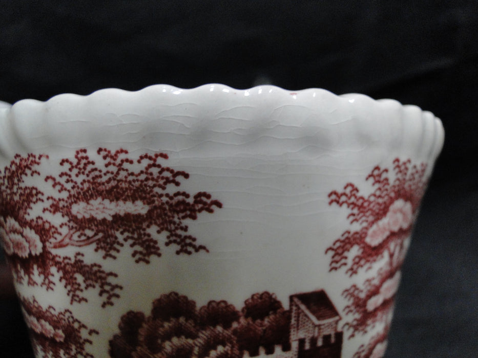 Spode Pink Tower, Pink Floral w/ Scene: Cup & Saucer Set, Crazing