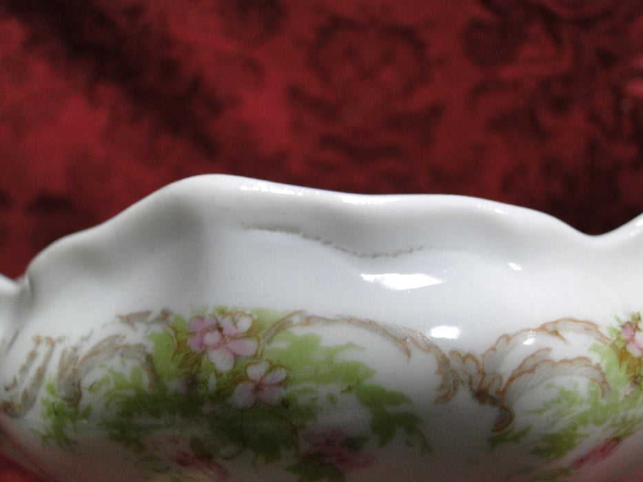 Syracuse 53203, Pink Flowers, Tan Lattice: Round Footed Serving Bowl, 6 3/4"