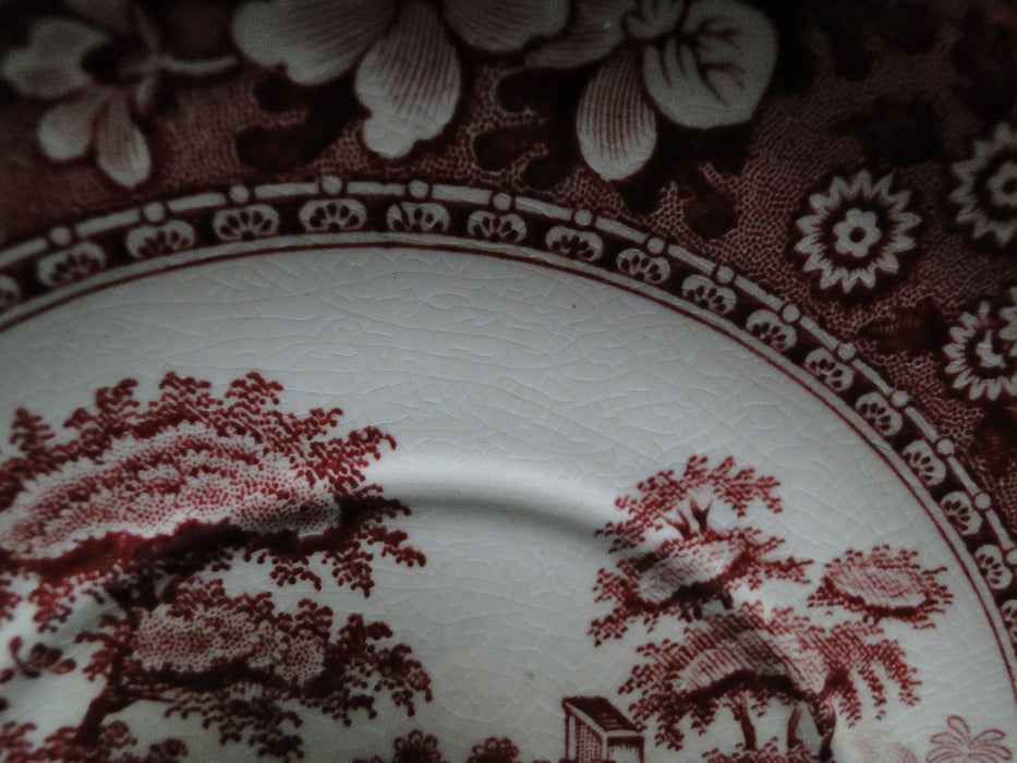 Spode Pink Tower, Pink Floral w/ Scene: 5 7/8" Saucer Only, Discolor