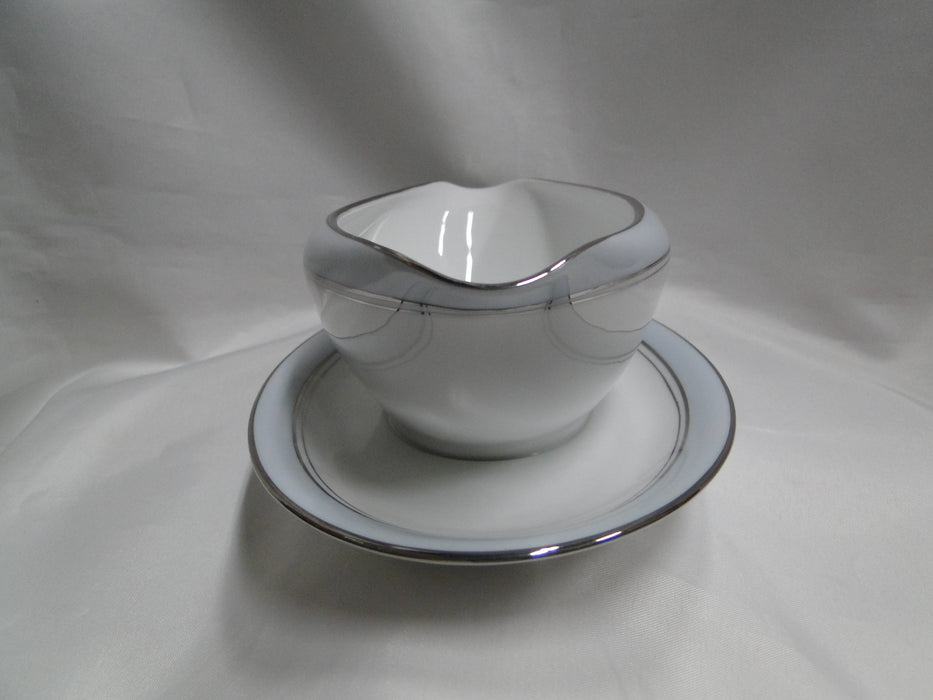 Noritake Bluebell, 5558, Blue Band & Flowers: Gravy Boat & Attached Underplate