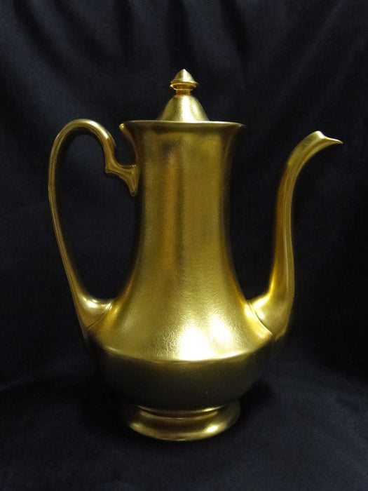 Pickard Rose & Daisy, All Over Gold w/ Flowers: Coffee Pot & Lid, 9 1/2" Tall