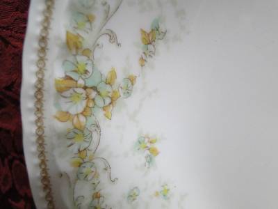 Haviland (Limoges) Green & Tan Floral Garland, Blank 123: Fruit Bowl (s), 5"