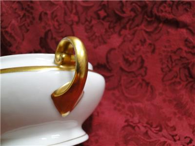 Tirschenreuth Colonial, White w/ Smooth Gold Band: Sugar Bowl & Lid, 3 1/4"