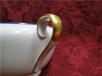 Tirschenreuth Cream w/ Thin Blue Band: Sugar Bowl & Lid, 3 3/4" Tall