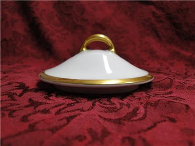 Tirschenreuth Colonial, White w/ Smooth Gold Band: Sugar Bowl & Lid, 3 1/4"