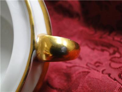 Tirschenreuth Colonial, White w/ Smooth Gold Band: Sugar Bowl & Lid, 3 1/4"