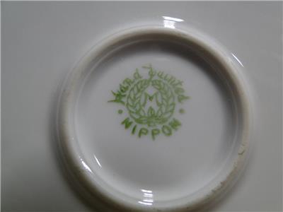 Noritake Nippon Pink / White Flowers, Black Edge: Cake Plate & 6 Plate Set