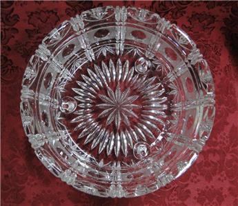 Cut Glass Panelled, 3-Toed Round Bowl w/ Circles & Fans, 9", As Is -- MG#232