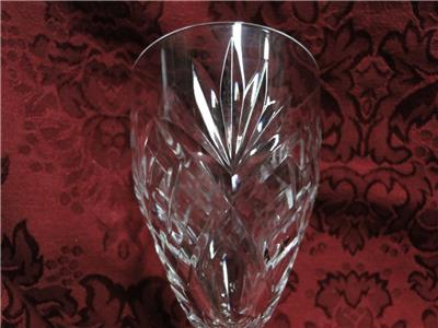 St Louis Chantilly, Clear w/ Fan & Criss Cross Cuts:  Burgundy Wine, 7"