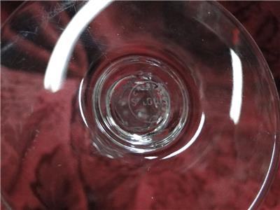 St Louis Chantilly, Clear w/ Fan & Criss Cross Cuts:  Burgundy Wine, 7"