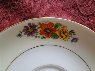 Thun Thu71 Floral Rim & Center, Cream Band: Cup & Saucer Set (s), 2" Tall
