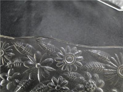 Indiana Glass Pineapple & Floral No. 618 Clear: Diamond Shape Bowl 6 1/2" As Is