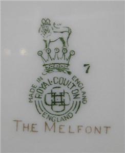 Royal Doulton The Melfont, Green Scrolls, Yellow Band: Cup & Saucer Set (s)