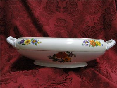 Thun Thu71 Floral Rim & Center, Cream Band: Oval Covered Serving Bowl