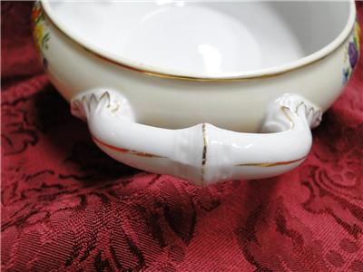 Thun Thu71 Floral Rim & Center, Cream Band: Oval Covered Serving Bowl