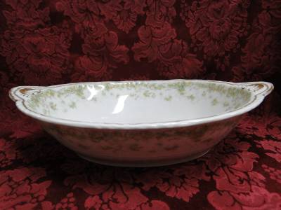 Haviland (Limoges) Green & Tan Floral Garland, Blank 123: Oval Serving Bowl