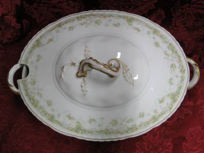 Haviland (Limoges) Green & Tan Floral Garland, Blank 123: Oval Tureen