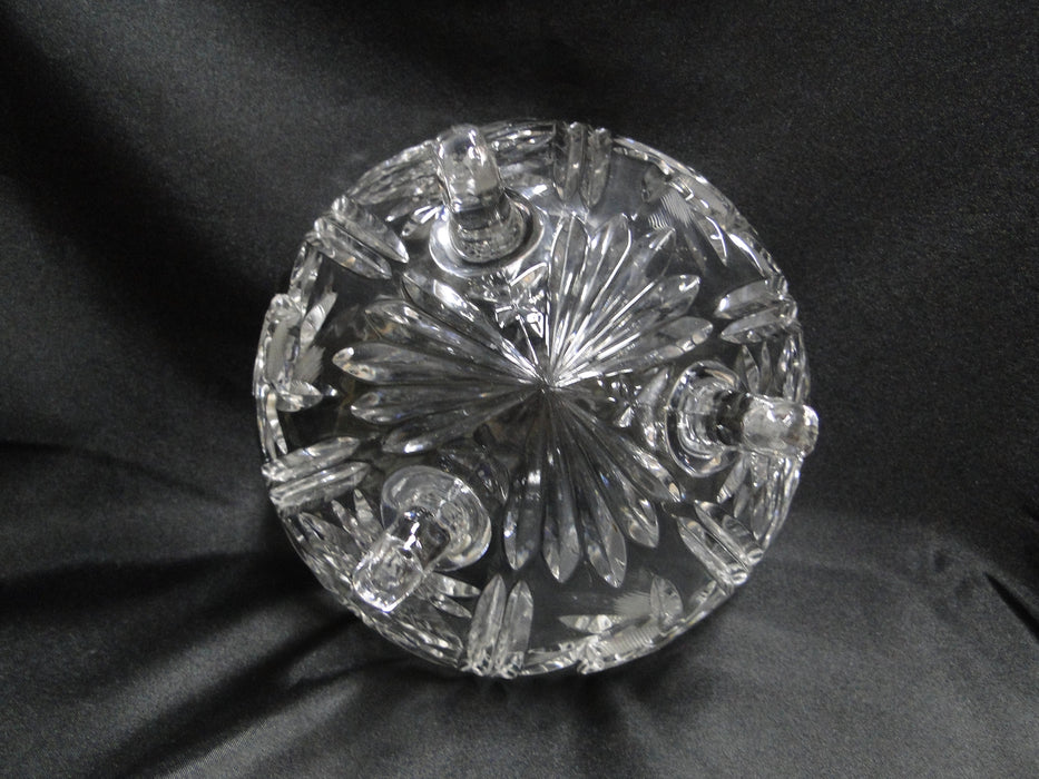 3 Toed Cut Glass Bowl w/ Spinning Stars and Thumbprint Edge, 6 3/4" - MG#102