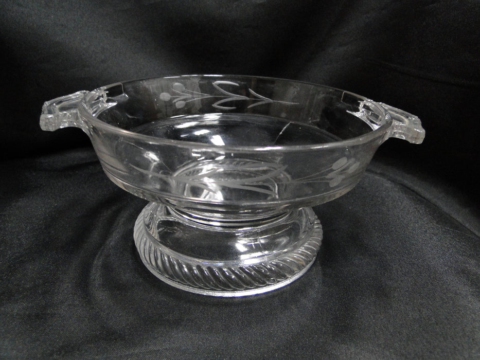 Pressed Glass, Gray Cut Flowers: Compote w/ Lion Finial, 7", As Is -- MG#189