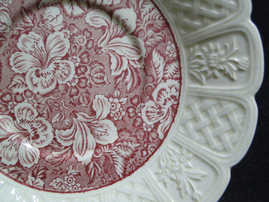 Coalport Oakhill Pink, Floral, Embossed Border: Cream Soup & Saucer Set, As Is