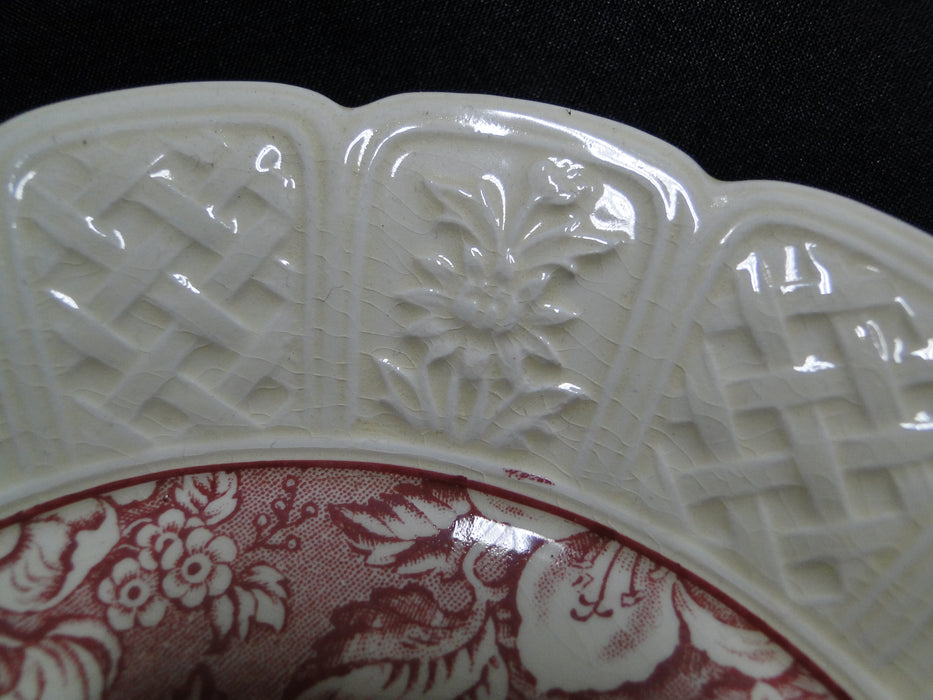 Coalport Oakhill Pink, Floral, Embossed Border: Cream Soup & Saucer Set, As Is