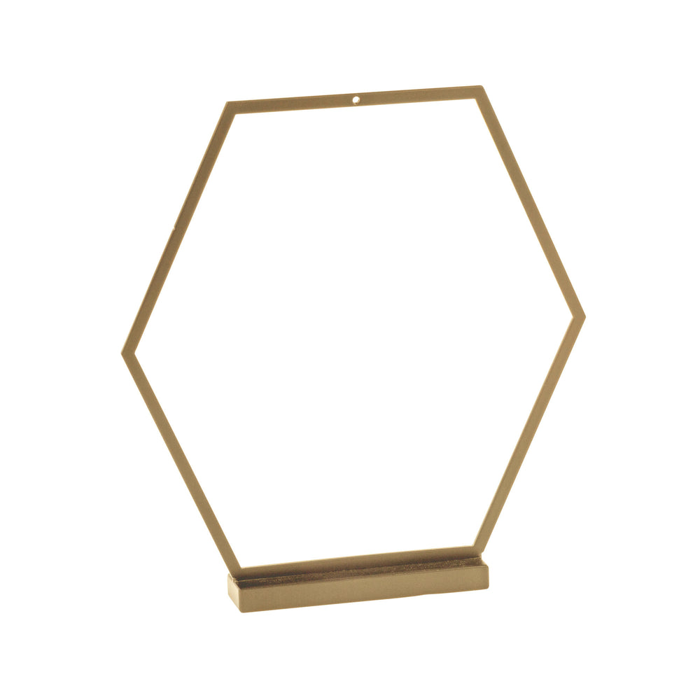 Tripar Octagonal Gold Metal Ornament Tall Stand, 9 1/2" Tall