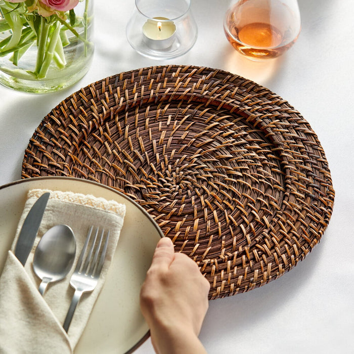 Acopa Brunette Rattan, Dark Brown: New Charger Plate (s), 13"