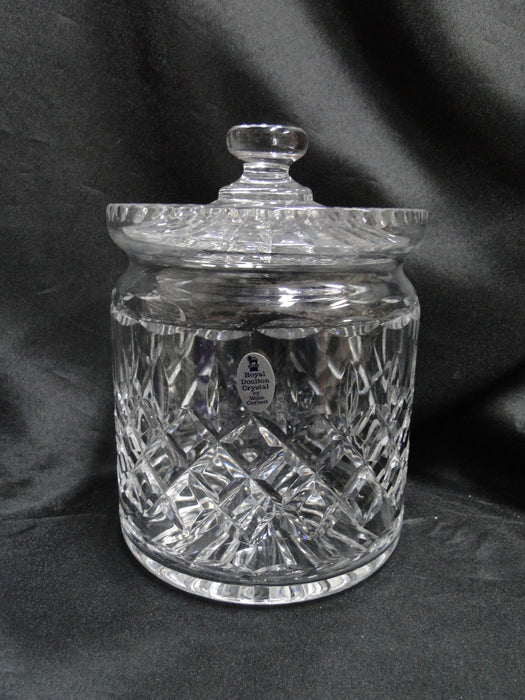 Royal Doulton Crystal: Biscuit Barrel / Candy Jar / Canister w/ Lid, 7", Sticker