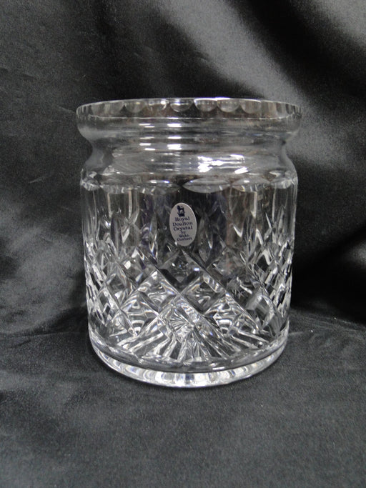 Royal Doulton Crystal: Biscuit Barrel / Candy Jar / Canister w/ Lid, 7", Sticker