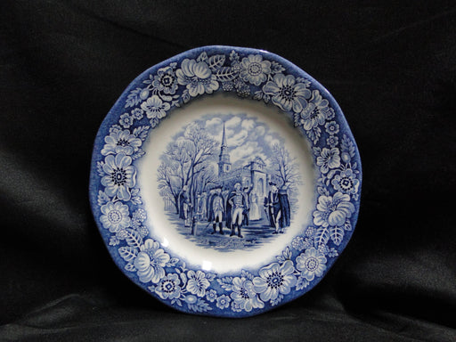 Staffordshire Liberty Blue, Blue & White Scene: Salad Plate (s),7", Crazing