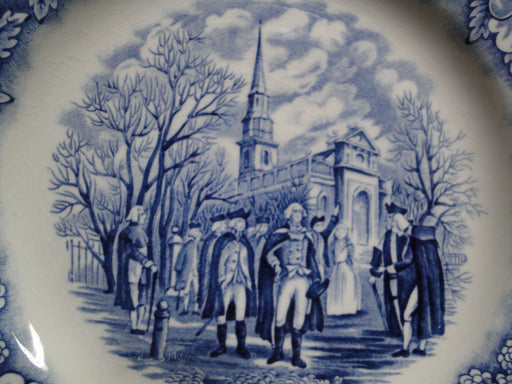 Staffordshire Liberty Blue, Blue & White Scene: Salad Plate (s),7", Crazing