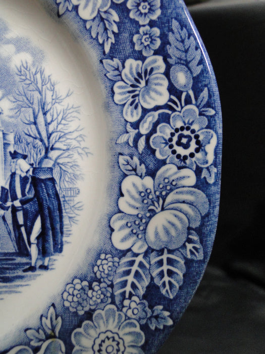 Staffordshire Liberty Blue, Blue & White Scene: Salad Plate (s),7", Crazing