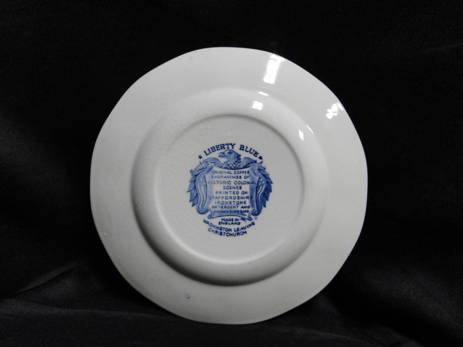 Staffordshire Liberty Blue, Blue & White Scene: Salad Plate (s),7", Crazing