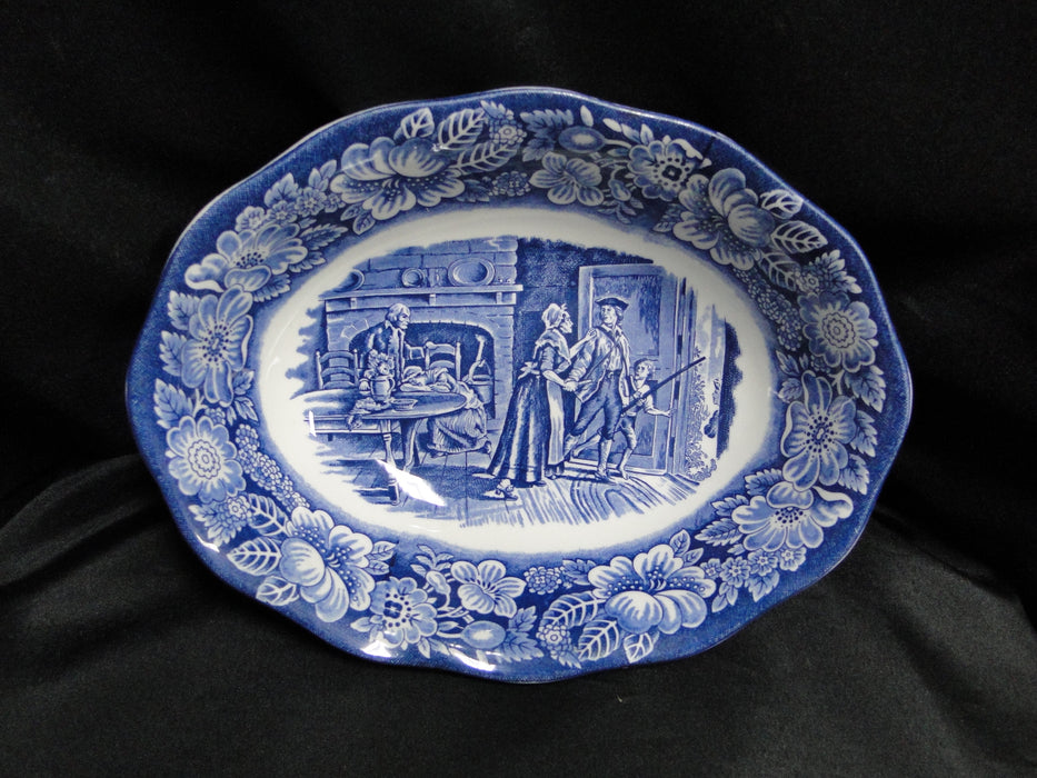 Staffordshire Liberty Blue, Blue & White Scene: Oval Serving Bowl, 9"