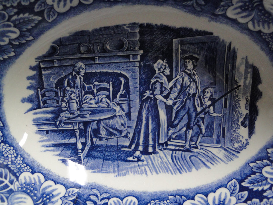 Staffordshire Liberty Blue, Blue & White Scene: Oval Serving Bowl, 9"