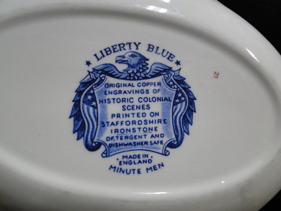 Staffordshire Liberty Blue, Blue & White Scene: Oval Serving Bowl, 9"