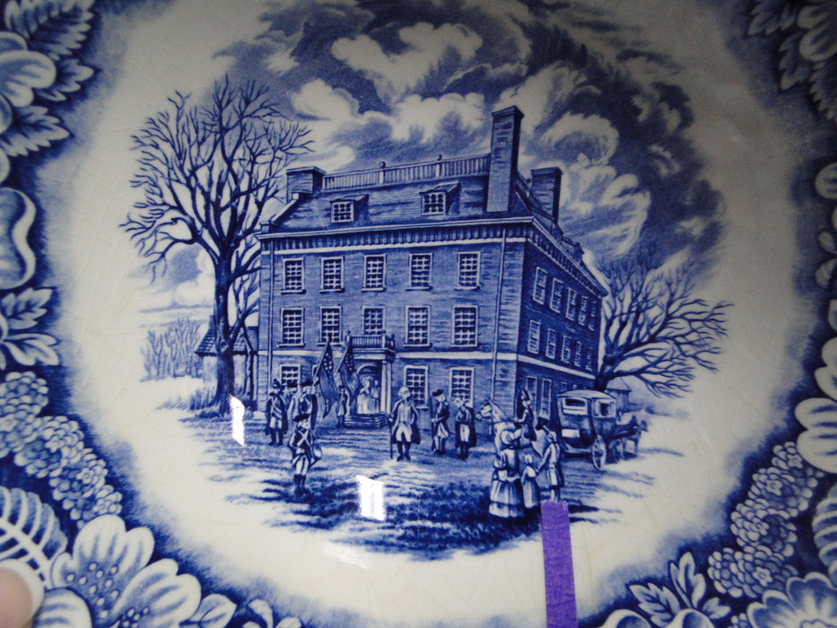 Staffordshire Liberty Blue, Blue & White Scene: Round Serving Bowl, 8.5" As Is