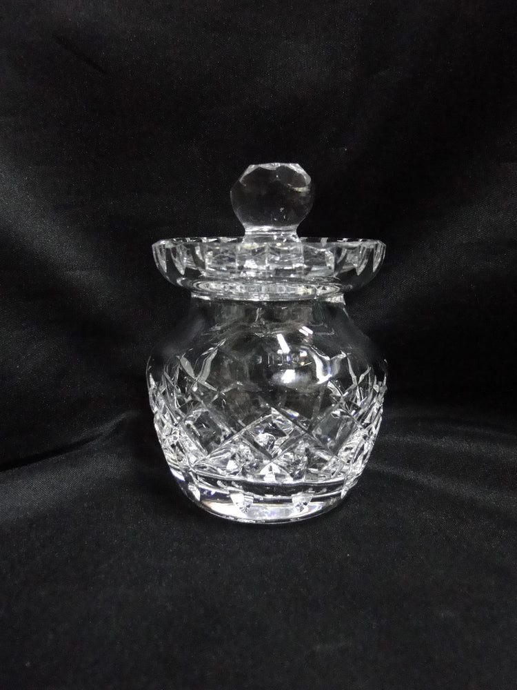 Waterford Crystal, Cross Hatch Cuts: Honey / Jam / Jelly Jar & Lid, 3 3/4"
