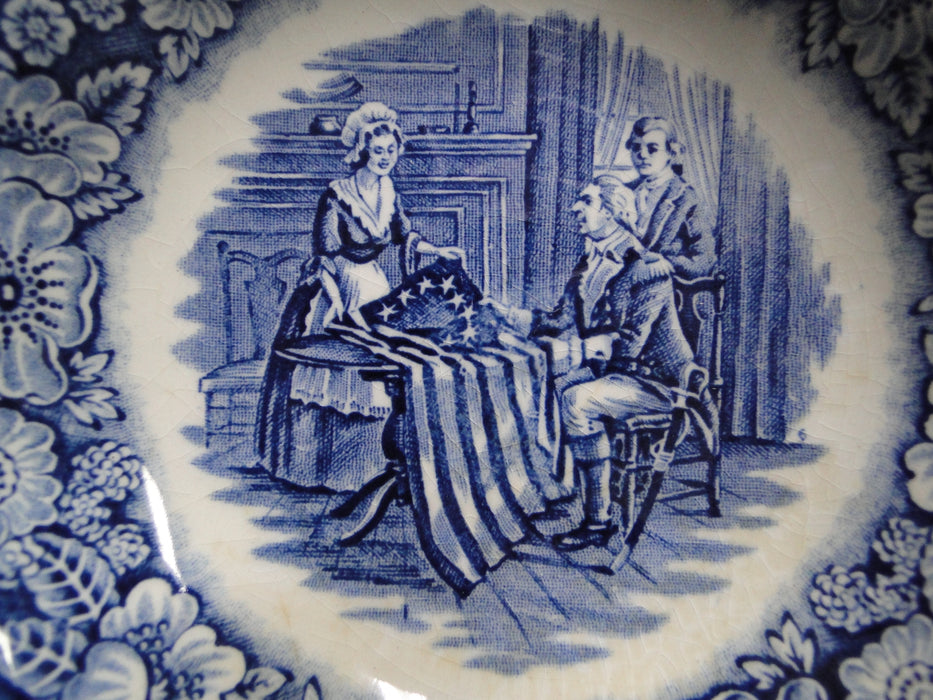 Staffordshire Liberty Blue, Blue & White Scene: Fruit Bowl, 5" x 1 1/4" Discolor