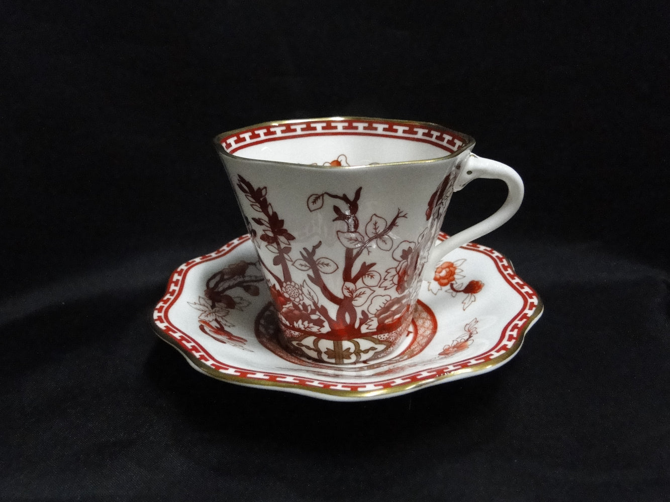 Coalport Indian Tree Coral: Cup & Saucer Set, 3" Tall