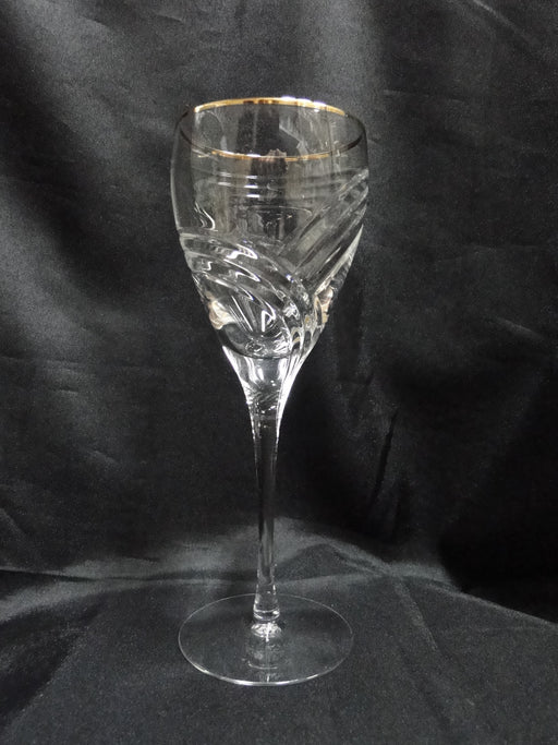 Lenox Kelly Crystal, Swirl Cuts,Gold Trim: Wine Glass, 7 7/8" Tall