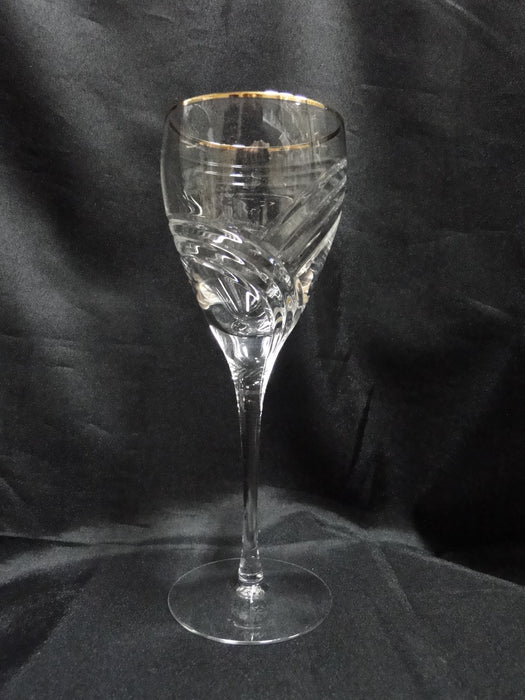 Lenox Kelly Crystal, Swirl Cuts,Gold Trim: Wine Glass, 7 7/8" Tall