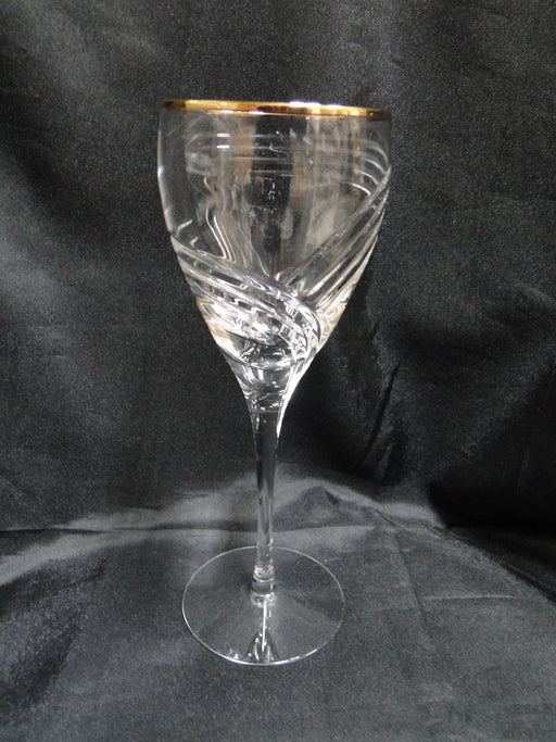 Lenox Kelly Crystal, Swirl Cuts,Gold Trim: Wine Glass, 7 7/8" Tall