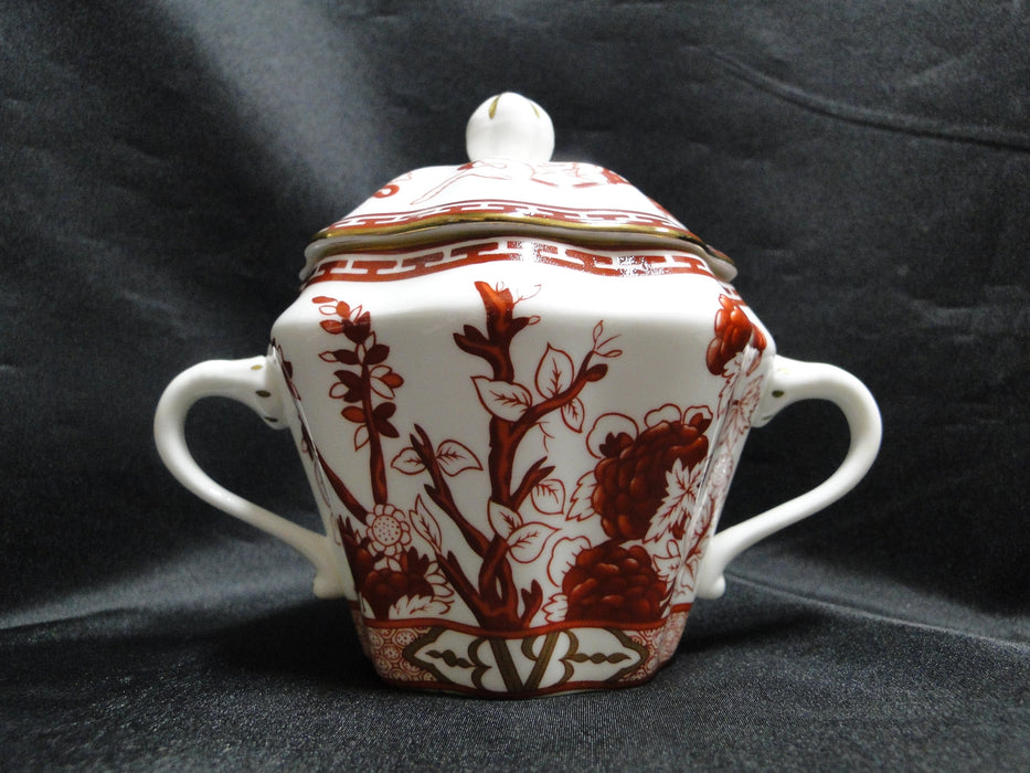 Coalport Indian Tree Coral: Sugar Bowl & Lid, 4 1/2" Tall