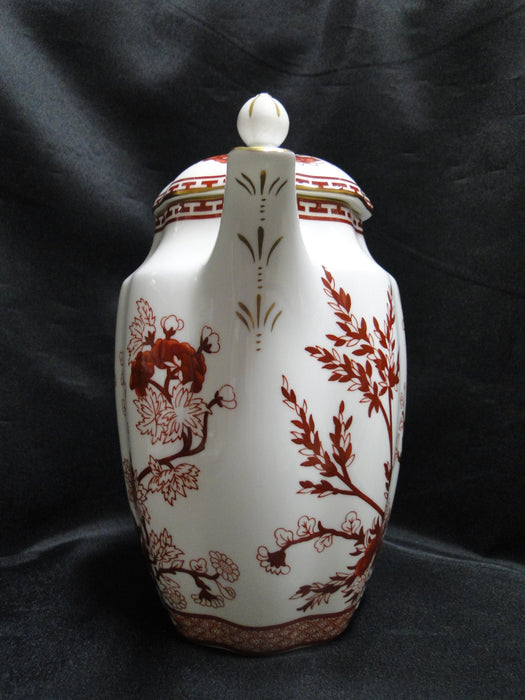 Coalport Indian Tree Coral: Coffee Pot & Lid, 8 3/4", Cracked Handle of Lid, As Is