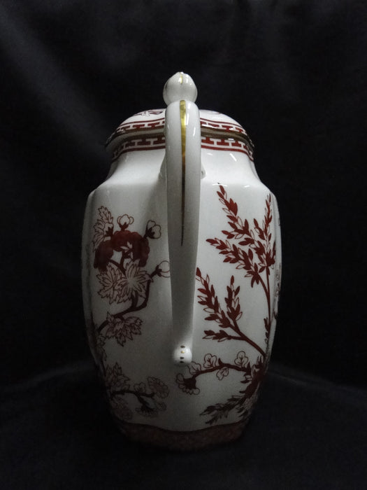 Coalport Indian Tree Coral: Coffee Pot & Lid, 8 3/4", Cracked Handle of Lid, As Is