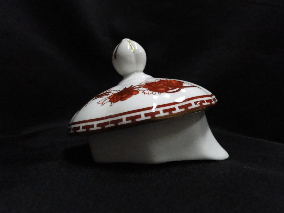 Coalport Indian Tree Coral: Coffee Pot & Lid, 8 3/4", Cracked Handle of Lid, As Is